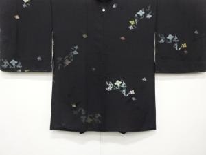 漆　花模様織り出し　一つ紋　羽織